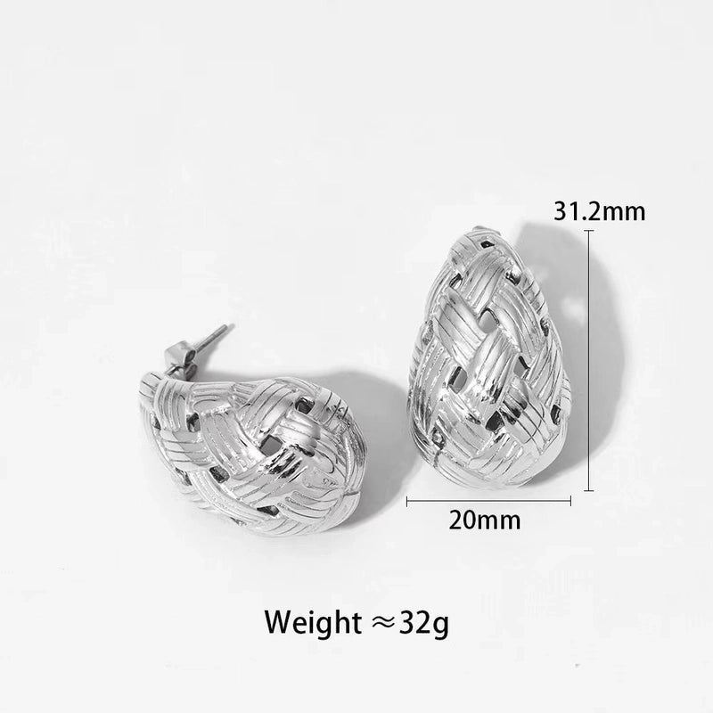 1 Pair IG Style Minimalist C Shape Water Droplets Stainless Steel 18K Gold Plated Ear Studs