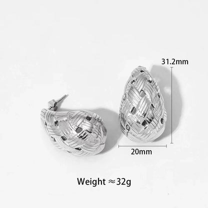 1 Pair IG Style Minimalist C Shape Water Droplets Stainless Steel 18K Gold Plated Ear Studs