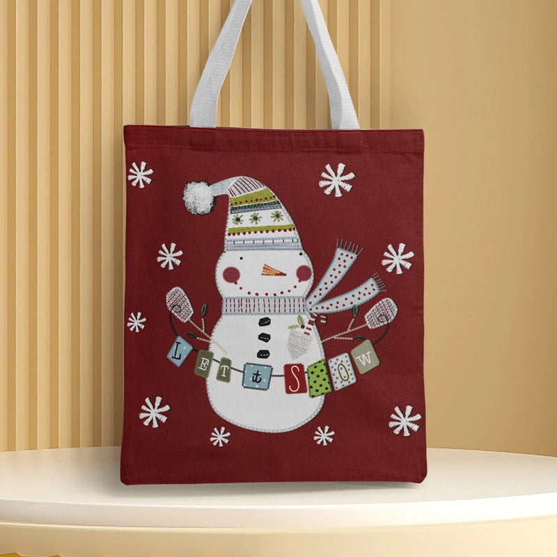 Christmas Unisex Polyester Christmas House Christmas Tree Santa Claus Cute Square Open Handbag