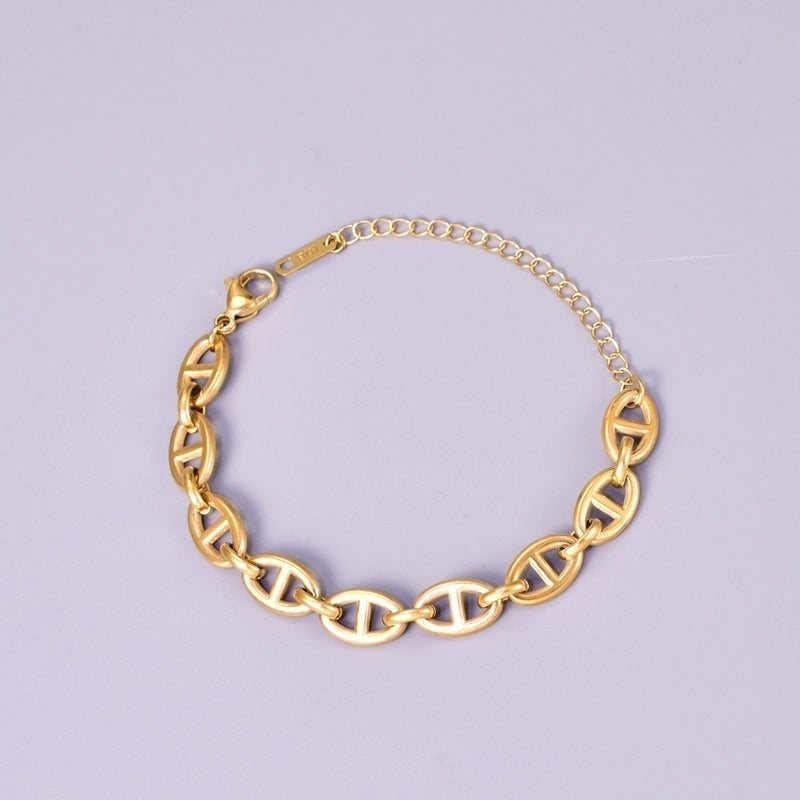 Basic Solid Color Titanium Steel 18K Gold Plated Bracelets In Bulk