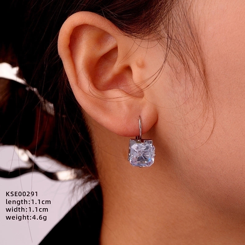 1 Pair Ig Style Minimalist Star Water Droplets Flower Plating Inlay Copper Zircon White Gold Plated Drop Earrings Ear Studs