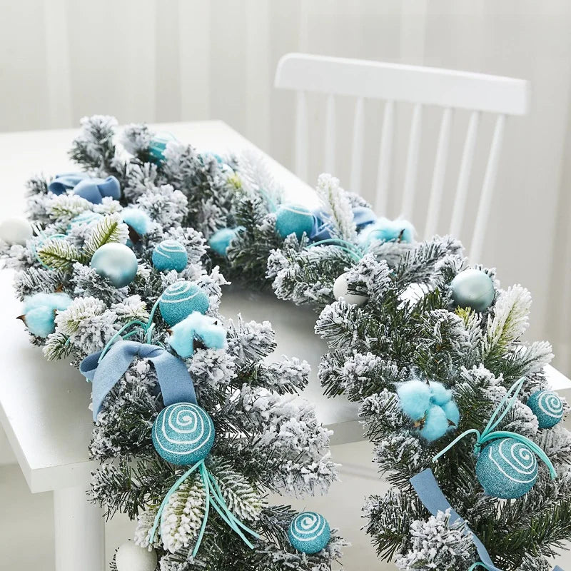 Christmas Decorative Dense Flocked Snowflake Vine Hotel Mall Window Display Doorway Stair Handrail Arrangement