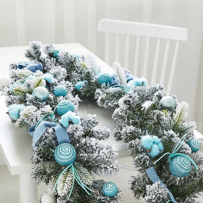 Christmas Decorative Dense Flocked Snowflake Vine Hotel Mall Window Display Doorway Stair Handrail Arrangement