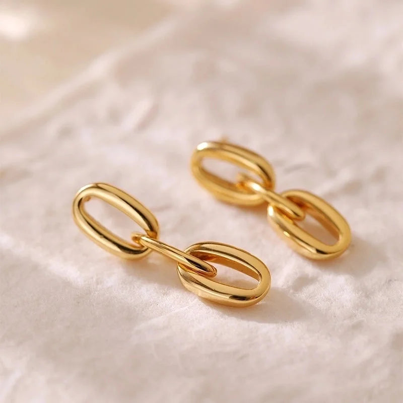 1 Piece Retro Vintage Style Modern Style Double Heart Circle Heart Shape Pleated Copper 18K Gold Plated Drop Earrings