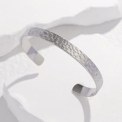 2 Pieces Expressive Stripe Stainless Steel Electroplating Bangles