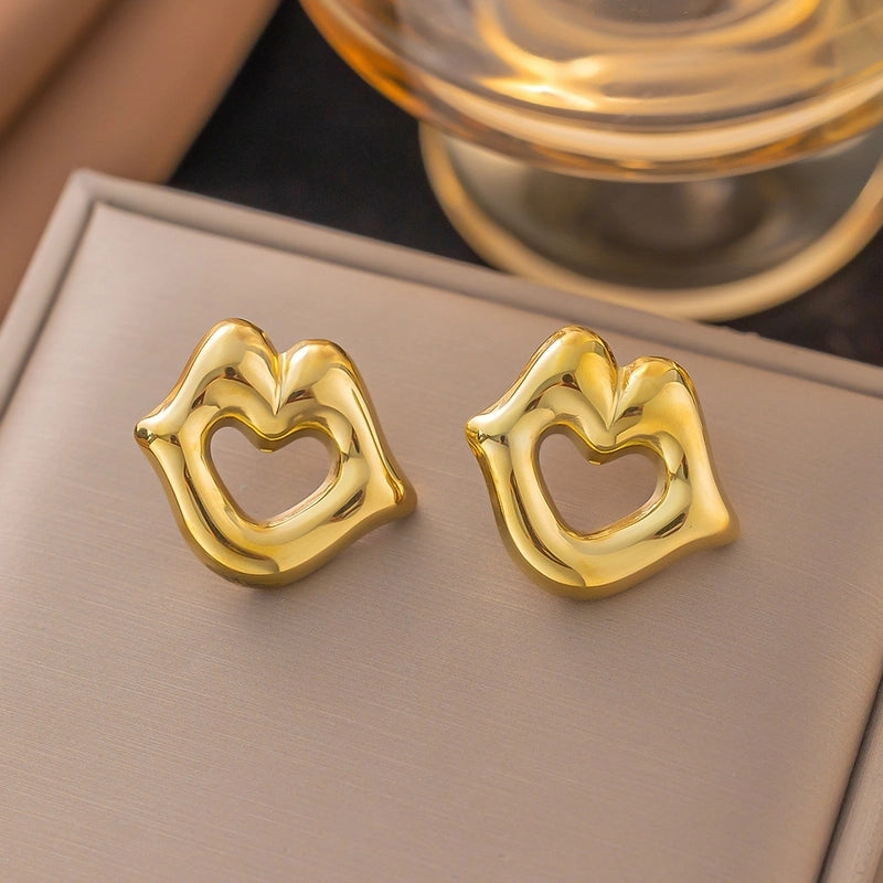 1 Pair Minimalist Star Heart Shape Plating Titanium Steel Drop Earrings Ear Studs