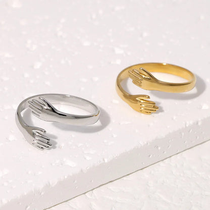 Open Ring Expressive Palm Stainless Steel Electroplating Rings
