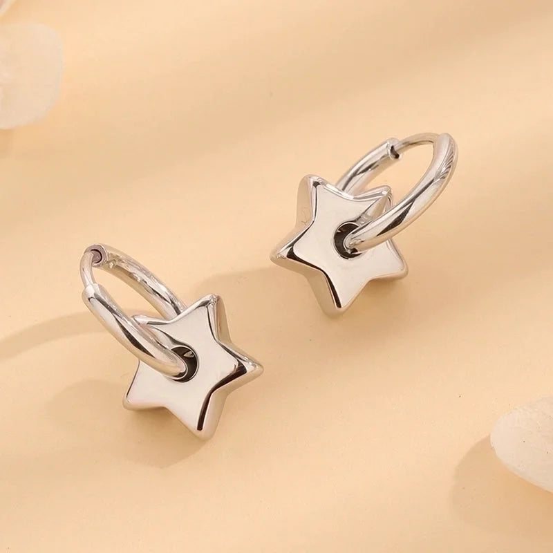 1 Pair Casual Elegant Minimalist Star Polishing Plating Titanium Steel 18K Gold Plated Earrings