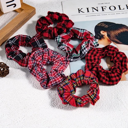 Retro Plaid Cloth Hair Tie