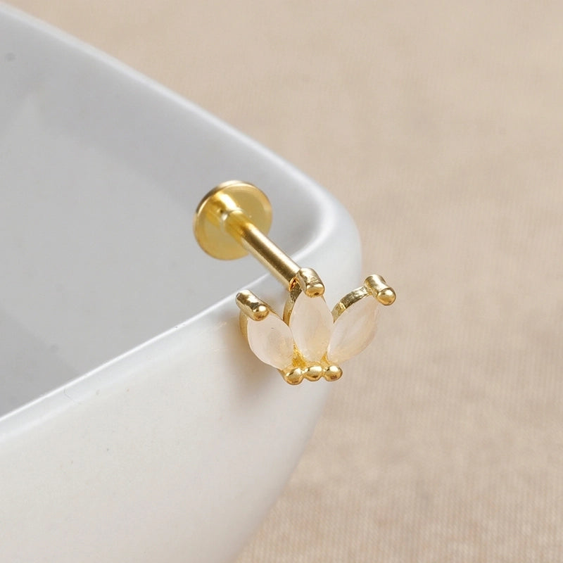 1 Piece Ear Cartilage Rings & Studs IG Style Minimalist Geometric Copper Inlay Gem Zircon Ear Cartilage Rings & Studs