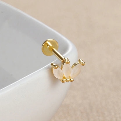 1 Piece Ear Cartilage Rings & Studs IG Style Minimalist Geometric Copper Inlay Gem Zircon Ear Cartilage Rings & Studs