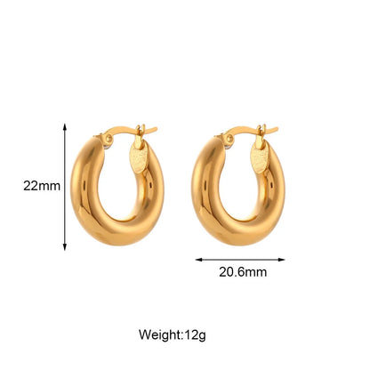 Fashion Round Geometric Stainless Steel 18K Gold Plated Earrings