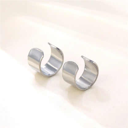 Women C-Shape Stainless Steel Electroplating Clip On Earrings