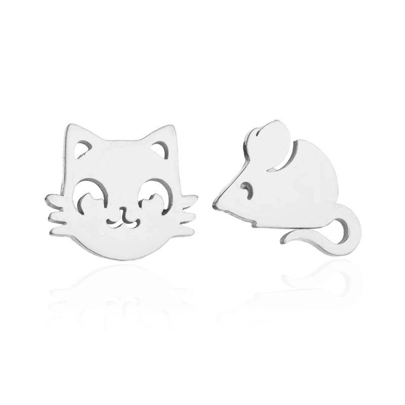 Minimalist Dog Cat Plating 304 Stainless Steel Stainless Steel Earrings