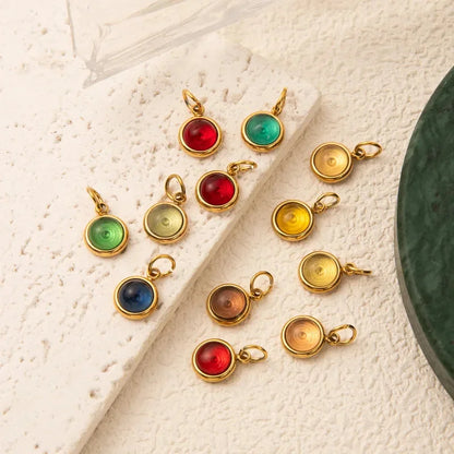 Retro Solid Color Titanium Steel Zircon Inlay Stainless Steel Necklaces