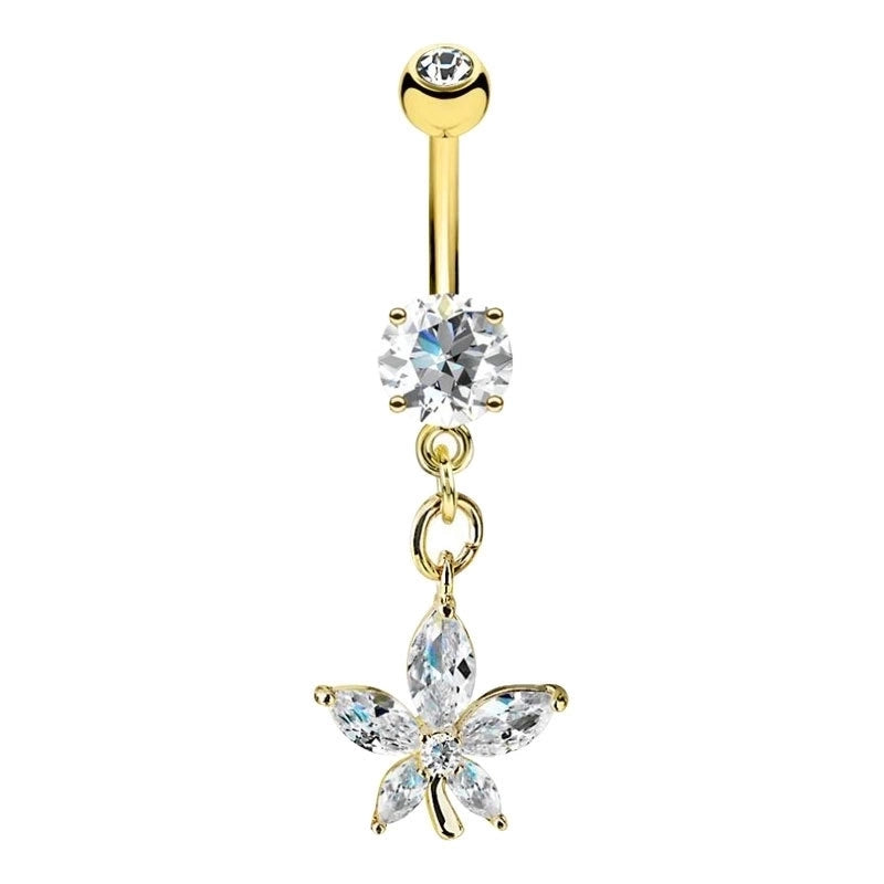 1 Piece Belly Rings Minimalist Moon 316 Stainless Steel Inlay Zircon