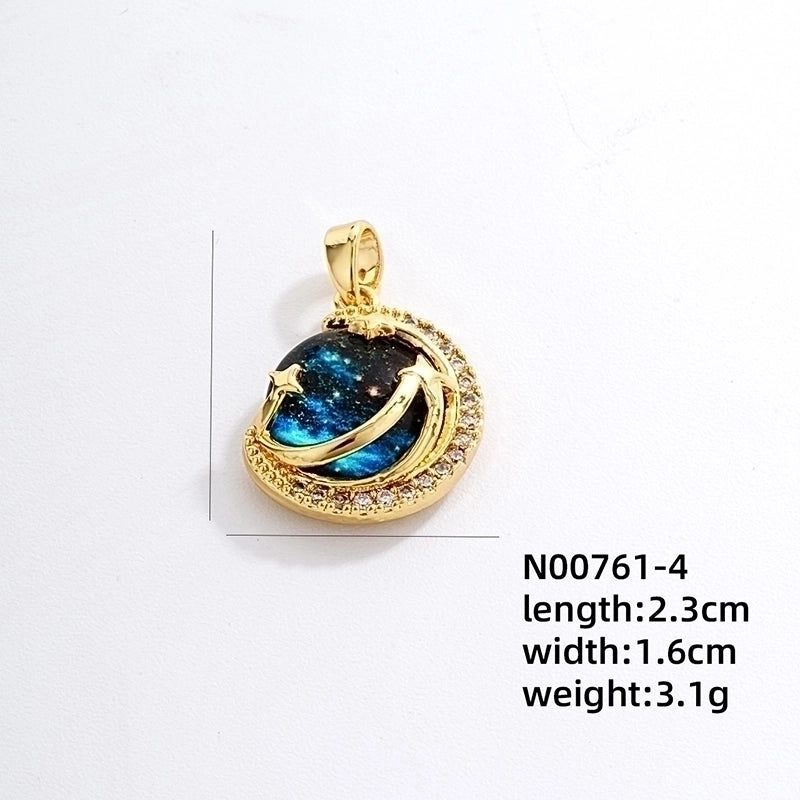 IG Style Minimalist Universe Starry Sky 304 Stainless Steel Copper Plating Inlay Gold Plated Zircon Charms Necklace
