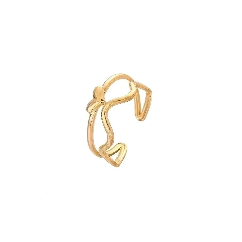 Fashion Geometric 304 Stainless Steel 18K Gold Plated Plating Open Ring