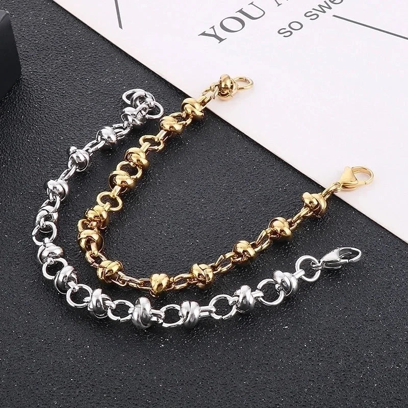 Business Solid Color Titanium Steel 18K Gold Plated Bracelets In Bulk