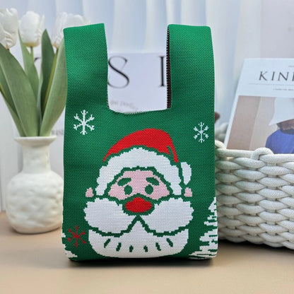 Christmas Apple Knitted Handbag Handbag Gift Bag Handheld Casual Tote Bag Lunch Box Bag Mobile Phone Bag