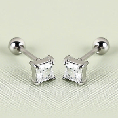 1 Pair Minimalist Classic Style Shiny Geometric Polishing Inlay 304 Stainless Steel Zircon Cartilage Earrings