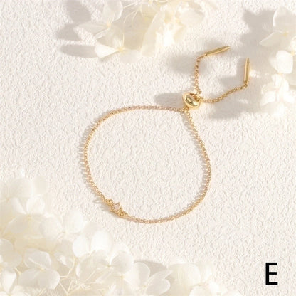 Copper 18K Gold Plated IG Style Minimalist Commute Geometric Rectangle Inlay Zircon Bracelets