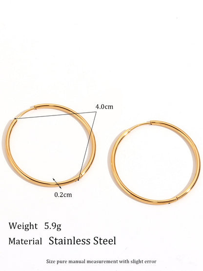 Minimalist Circle Geometric Stainless Steel 18K Gold Plated Earrings