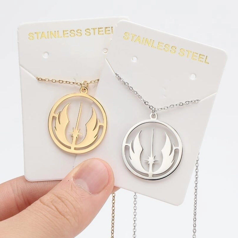 Titanium Steel Fashion Plating Hollow Out Human Face Letter Moon Pendant Necklace