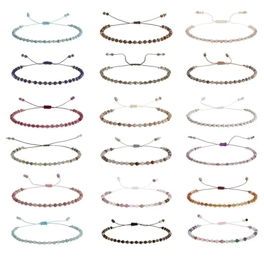 Minimalist Round Natural Stone Knitting Drawstring Bracelets