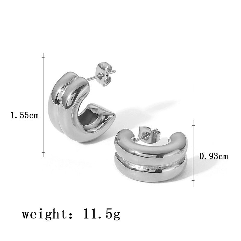 1 Pair Casual Minimalist Geometric Inlay Titanium Steel Pearl Zircon Ear Cuffs Earrings Ear Studs