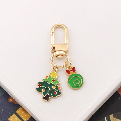 Cartoon Christmas Series Metal Keychain Hanging Christmas Tree Candy Snowman Pendant Small Gifts