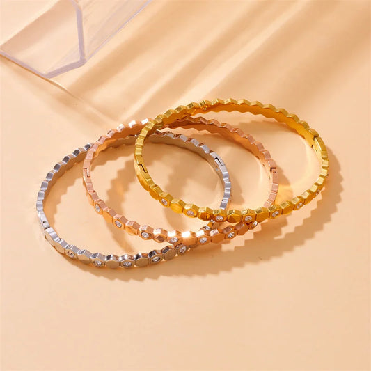 Minimalist Round Stainless Steel Electroplating Bangles
