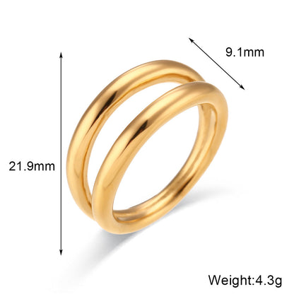 Minimalist Fashion Round Geometric Stainless Steel 18K Gold Plated Rings
