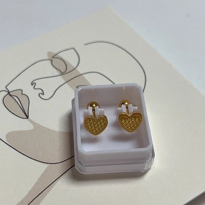 1 Pair Sweet Cross Heart Shape Snowflake Plating 304 Stainless Steel Titanium Steel 18K Gold Plated Cartilage Earrings