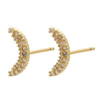 Cute Geometric Moon Flower Copper Artificial Gemstones Copper Earrings