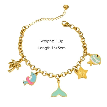 3 Pieces Ig Style Vacation Starfish Ocean 304 Stainless Steel 14K Gold Plated Bracelets In Bulk