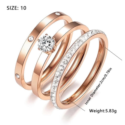 Elegant Minimalist Solid Color Stainless Steel Plating Inlay Zircon 18k Gold Plated Rose Gold Plated White Gold Plated Rings