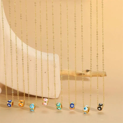 Copper Enamel Devil\'s Eye Pendant Necklace