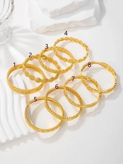 Minimalist Classic Style Solid Color Copper 18k Gold Plated Bangle In Bulk