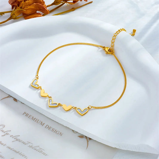 Minimalist Women Heart Titanium Steel Anklets