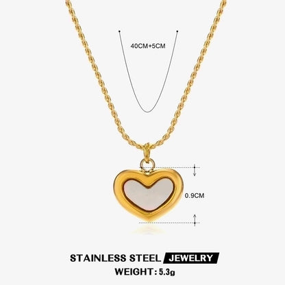 304 Stainless Steel Titanium Steel 18K Gold Plated Sweet Plating Heart Shape Acrylic Bracelets Earrings Necklace
