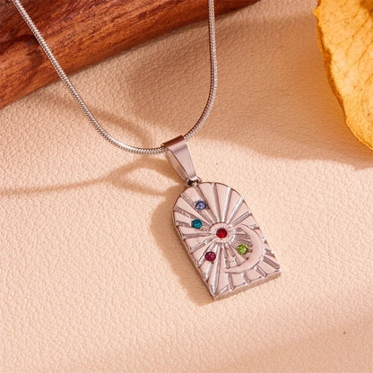 Elegant Minimalist Streetwear Heart Shape Rectangle Titanium Steel 18K Gold Plated Pendant Necklace