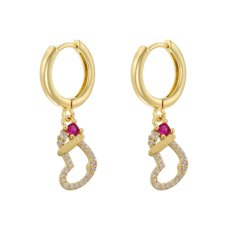 1 Pair Christmas Elegant Romantic Christmas Hat Christmas Tree Santa Claus Inlay Copper Zircon 18K Gold Plated Drop Earrings