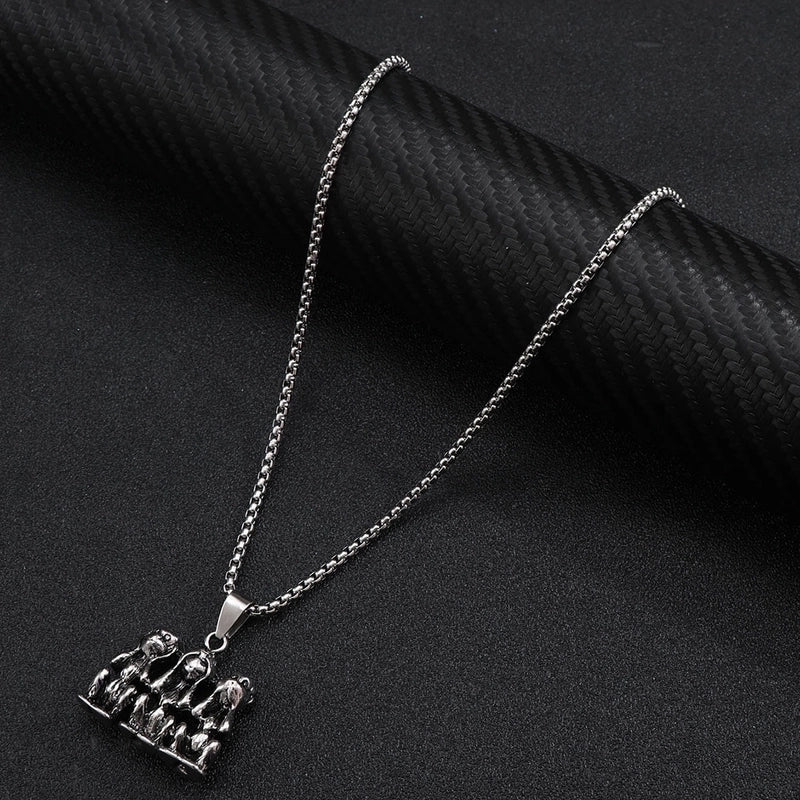 Hip-Hop Punk Cross Tree Skull Stainless Steel Alloy Plating Pendant Necklace