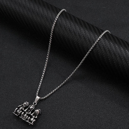 Hip-Hop Punk Cross Tree Skull Stainless Steel Alloy Plating Pendant Necklace