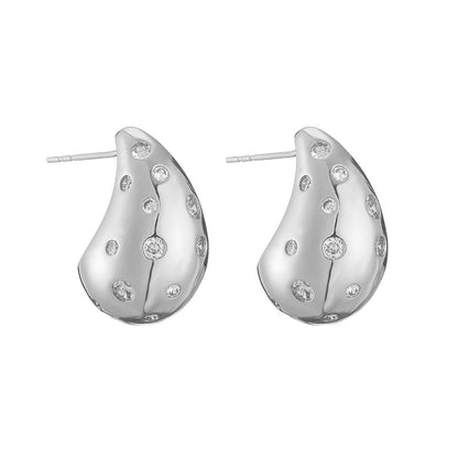 1 Pair Ig Style Casual Minimalist Water Droplets Plating Inlay Copper Zircon 18k Gold Plated Ear Studs