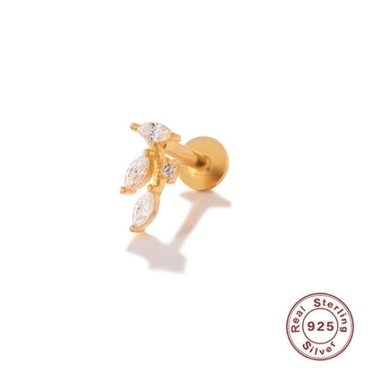 1 Piece Ear Cartilage Rings & Studs Fashion Solid Color 925 Sterling Silver Plating Inlay Zircon