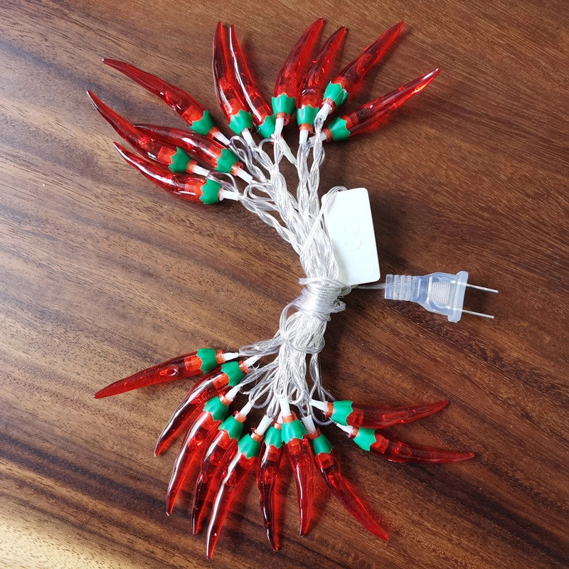 LED Red Pepper Colored Lights String Lights Flashing Lights New Year Christmas Holiday Decorative Atmosphere Lights New Year Home Layout Lighting