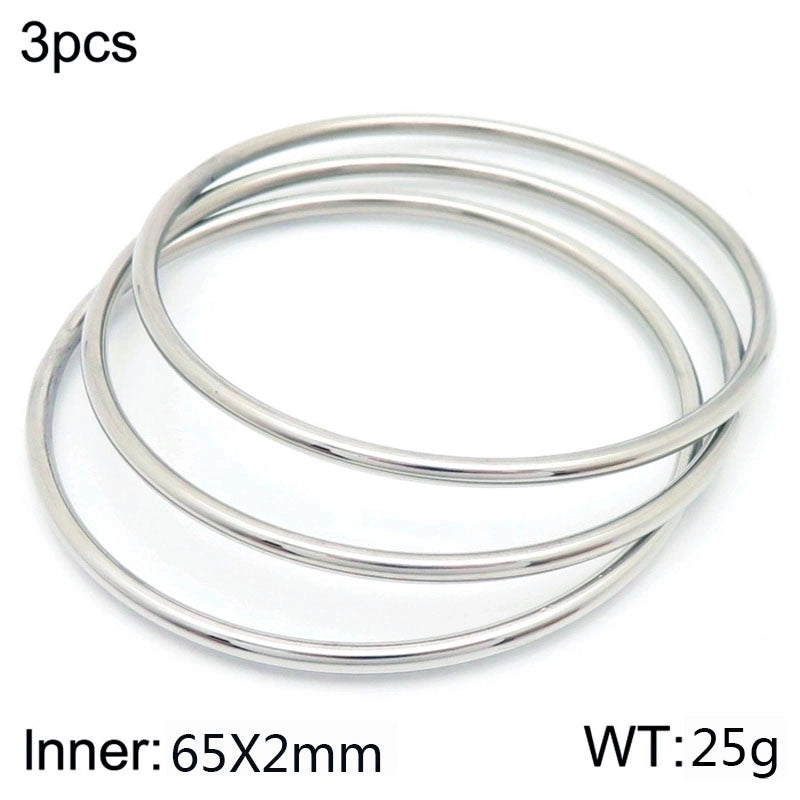 304 Stainless Steel 18K Gold Plated Minimalist Round Solid Color Bangle