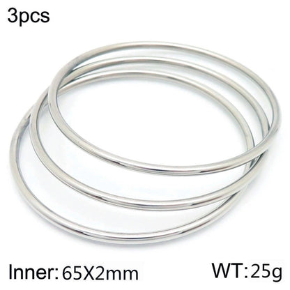 304 Stainless Steel 18K Gold Plated Minimalist Round Solid Color Bangle